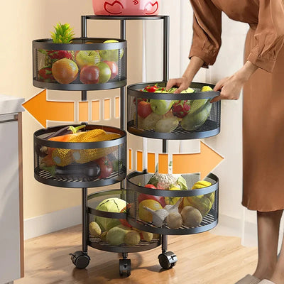 Rotating Kitchen Storage Trolley - Round - My Store