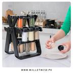 Rotating Spice Rack with Glass Jars – 18 Piece Kitchen Spice Organizer Set