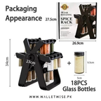 Rotating Spice Rack with Glass Jars – 18 Piece Kitchen Spice Organizer Set