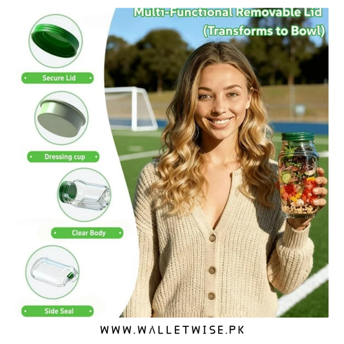 2-in-1 Salad Meal Prep Container with Dressing Cup | Airtight Fresh Lock Salad Jar