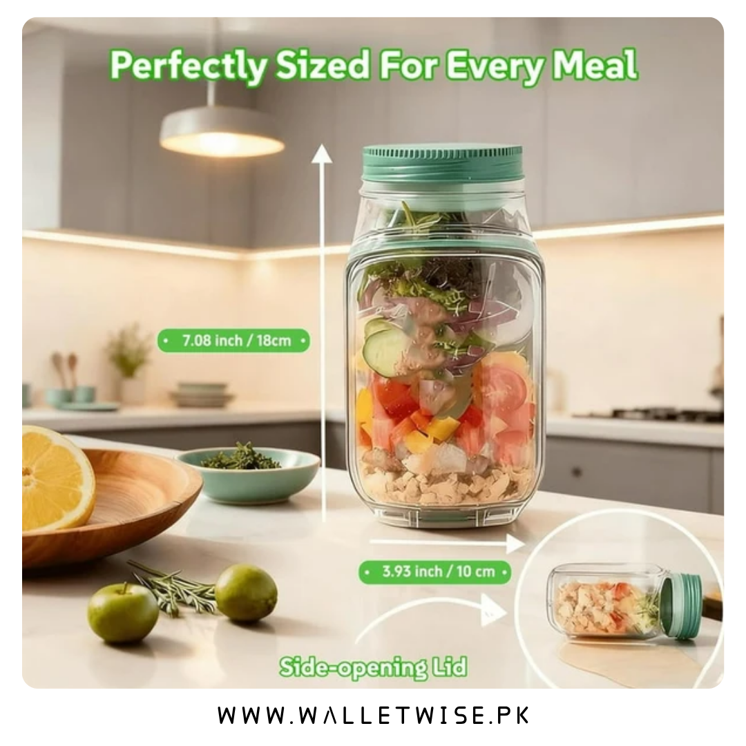 2-in-1 Salad Meal Prep Container with Dressing Cup | Airtight Fresh Lock Salad Jar