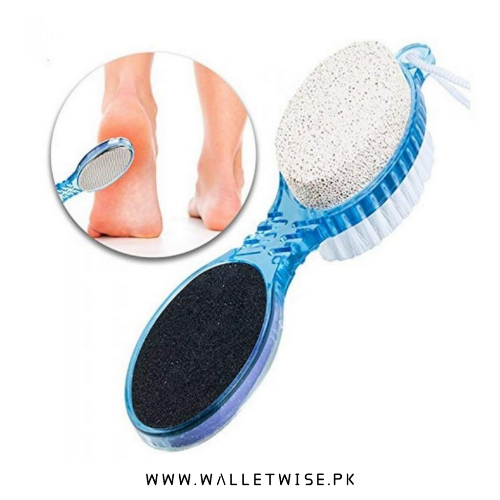 4-in-1 Pedicure Foot Scrubber, Multi-Use Foot File, Callus Remover, Pumice Stone, Nail Cleaning Brush & Buffing Tool for Dead Skin Removal and Foot Care