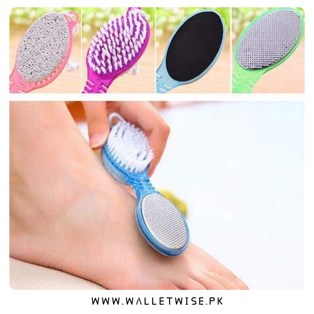 4-in-1 Pedicure Foot Scrubber, Multi-Use Foot File, Callus Remover, Pumice Stone, Nail Cleaning Brush & Buffing Tool for Dead Skin Removal and Foot Care