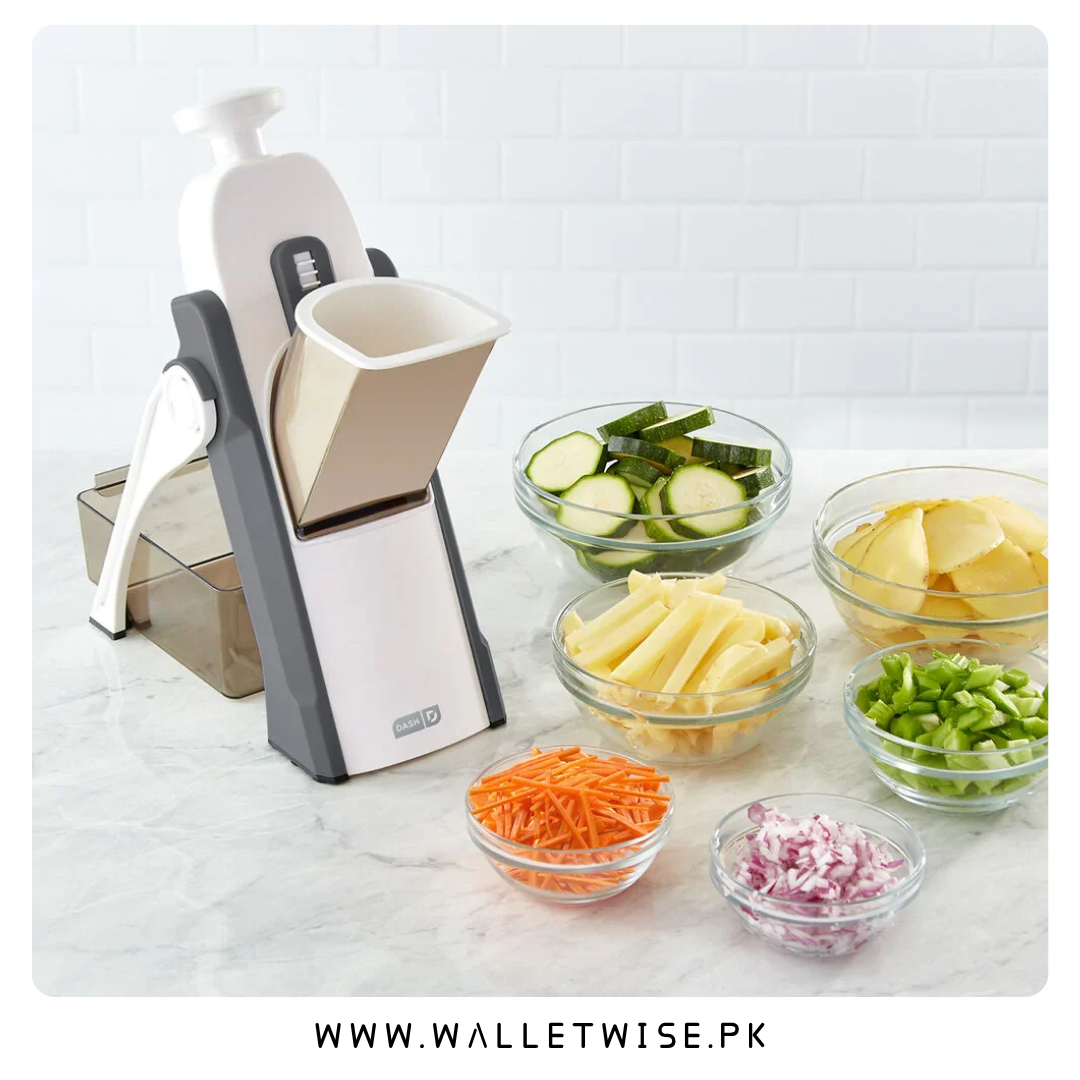 5-in-1 Manual Vegetable Cutter, Multi-Functional Vegetable Chopper, Slicer, Dicer & Julienne Cutter with Hand Guard and Non-Slip Base, Kitchen Food Prep Tool for Vegetables, Salad & Fries