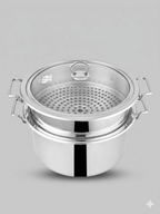 24 CM Alpha Pure Stainless Steel Food Steamer double bottom heavy weight