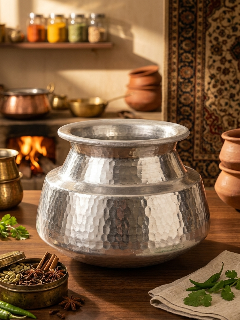 Traditional Hammered Aluminum Deg / Cooking Pot