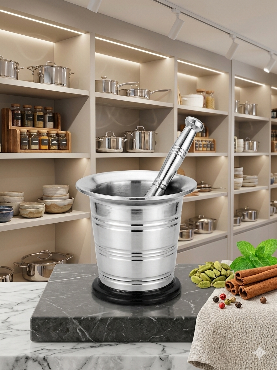 Stainless Steel Mortar and Pestle (kundi danda)