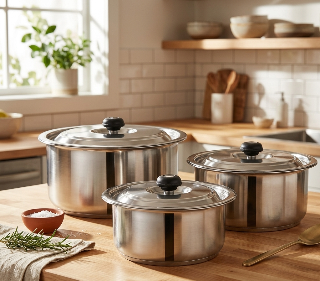Alpha Stainless Steel 3pcs Glory Casseroles Sets. 16cm-18cm & 20cm