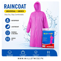 Unisex Lightweight Reusable Waterproof Pocket Raincoat with Hood & Drawstring