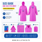 Unisex Lightweight Reusable Waterproof Pocket Raincoat with Hood & Drawstring