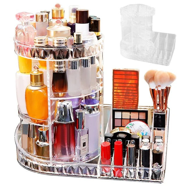 Rotating + Adhesive Acrylic Makeup Organizer