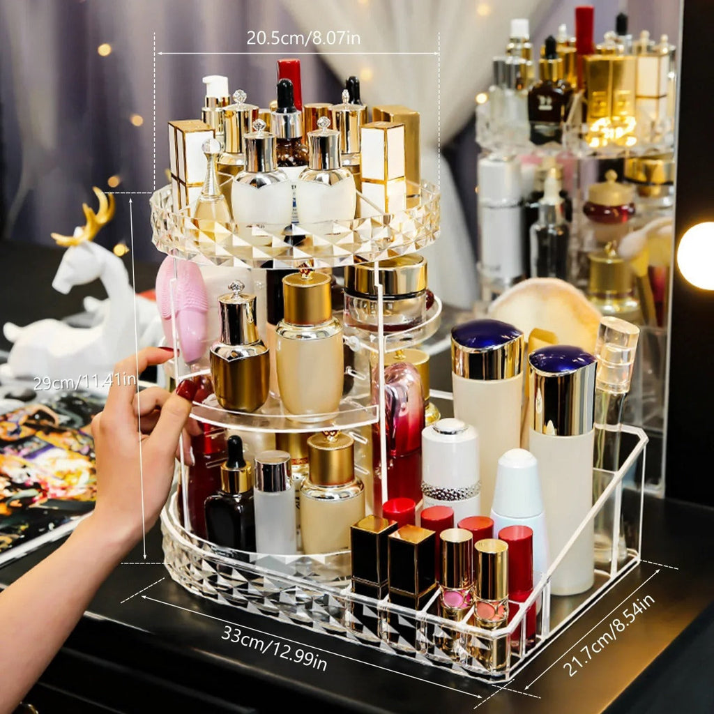 Rotating + Adhesive Acrylic Makeup Organizer