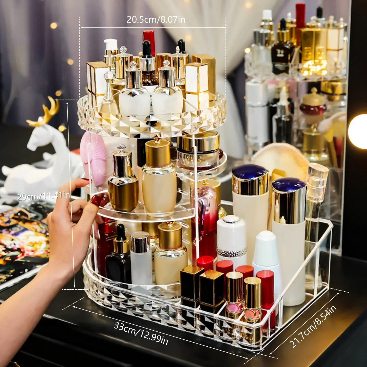 Rotating + Adhesive Acrylic Makeup Organizer
