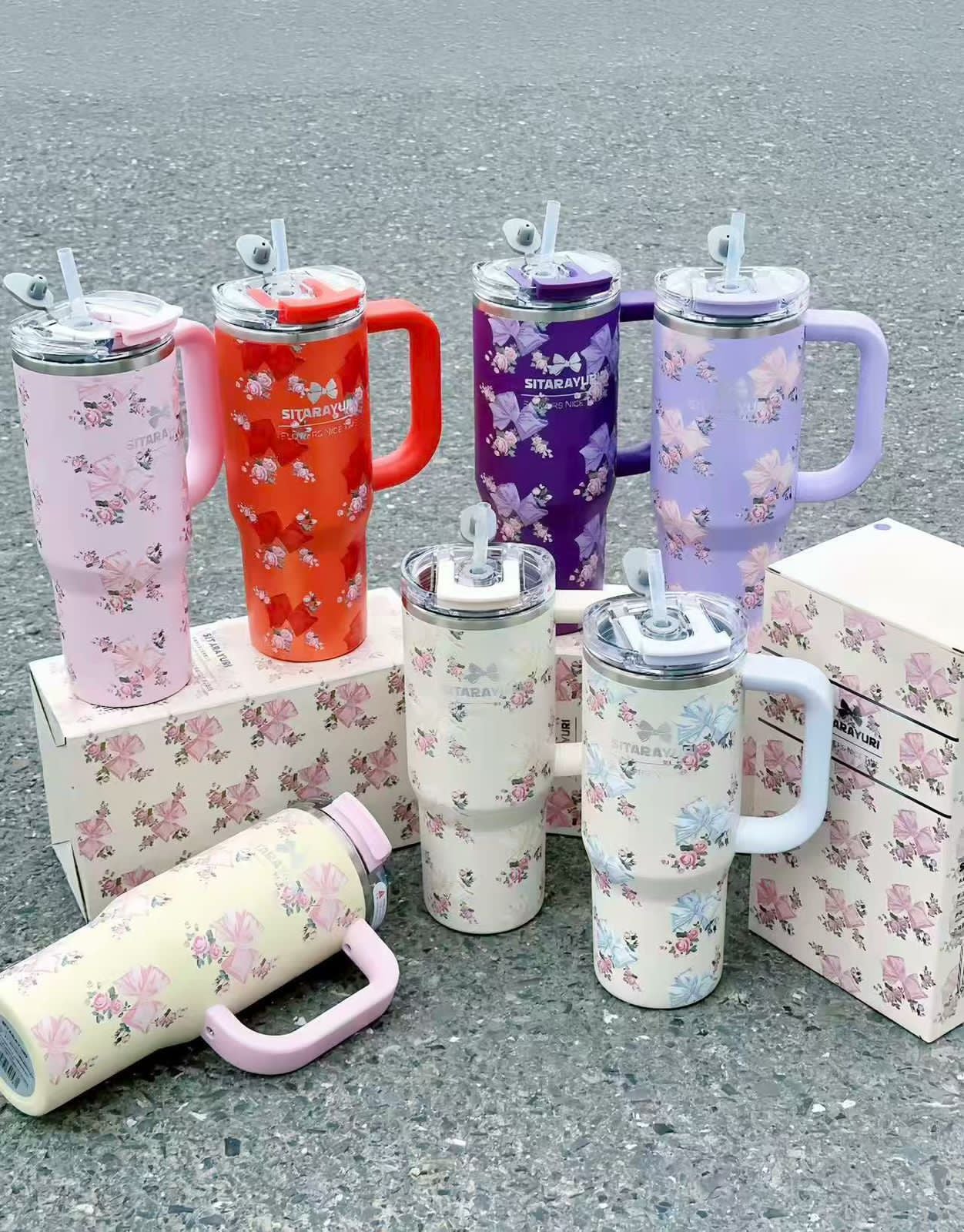SITARAYURI Floral Bloom 900ml Insulated Tumbler 30oz