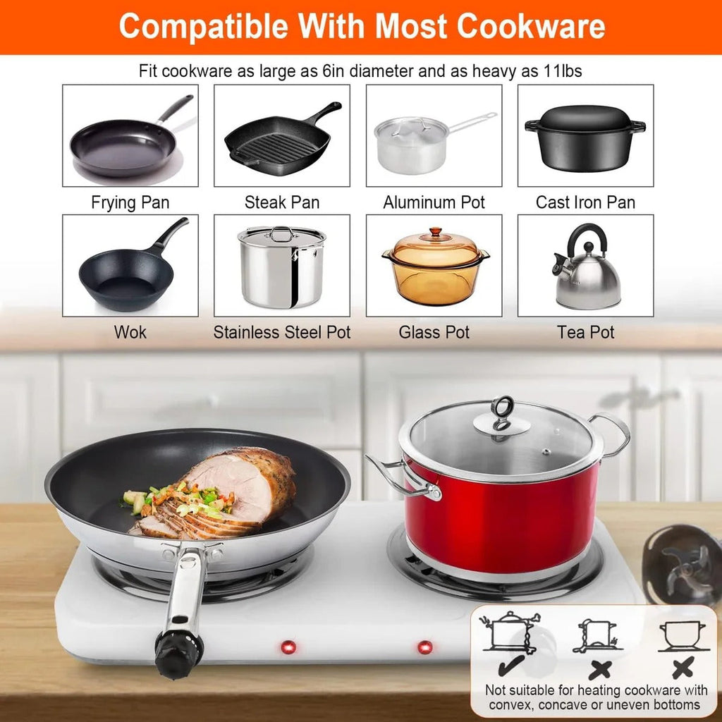 Double Head Electric Stove, Stainless Steel Induction Cooker, Portable Dual Hot Plate for Kitchen