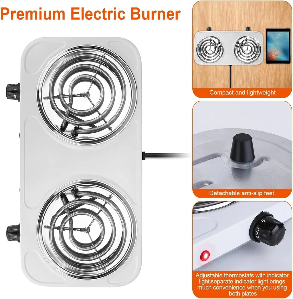 Double Head Electric Stove, Stainless Steel Induction Cooker, Portable Dual Hot Plate for Kitchen