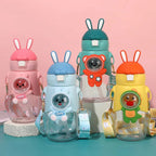 Cute Rabbit Water Bottle with Straw Leak-proof