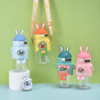 Cute Rabbit Water Bottle with Straw Leak-proof