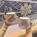 Glass Cartoon Cute Bear Cup with Cover and Spoon