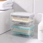 Soap Shower Box With Sponge Rollers, Foam Soap Dispenser with Roller and Drain, 2 in 1 Soap Cleaning Storage Foaming Box