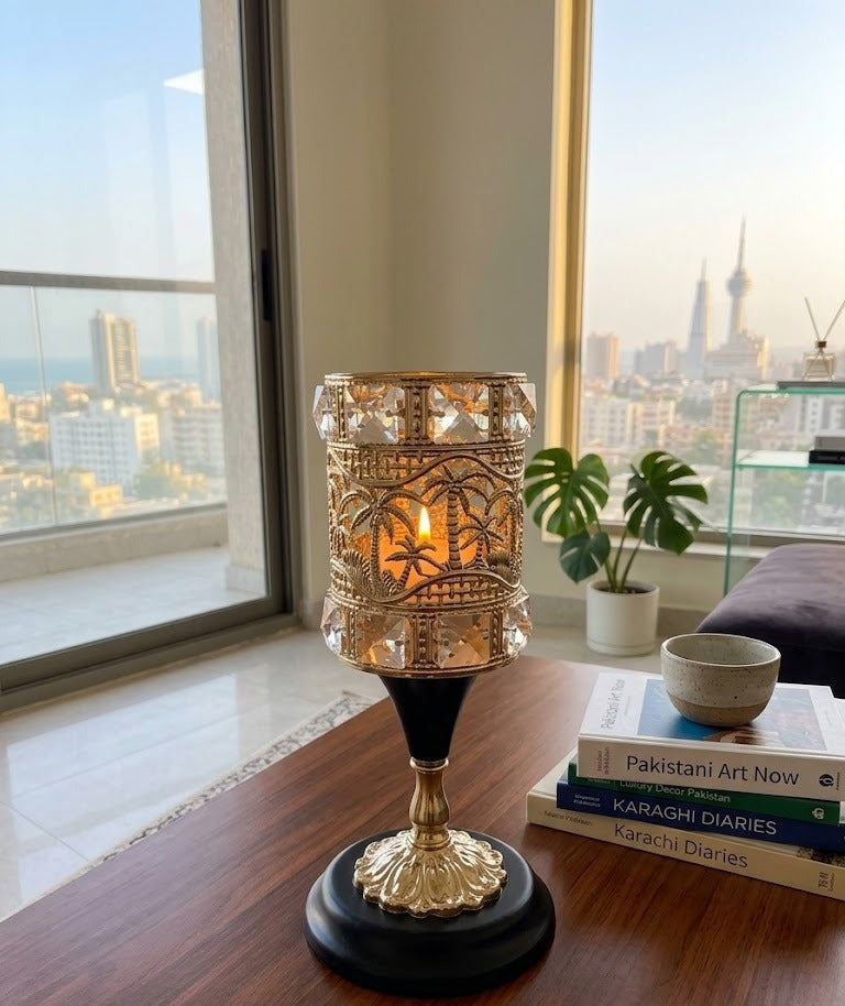 Luxury Gold Crystal Candle Holder
