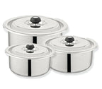Alpha Stainless Steel 3pcs Glory Casseroles Sets. 16cm-18cm & 20cm