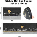 2 Pcs Kitchen Mats Non Slip Water and Oil Absorbent Dustproof Kitchen Rugs Indoor Floor Mats