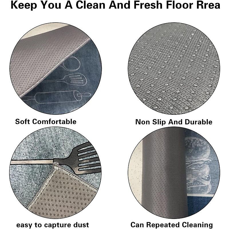 2 Pcs Kitchen Mats Non Slip Water and Oil Absorbent Dustproof Kitchen Rugs Indoor Floor Mats