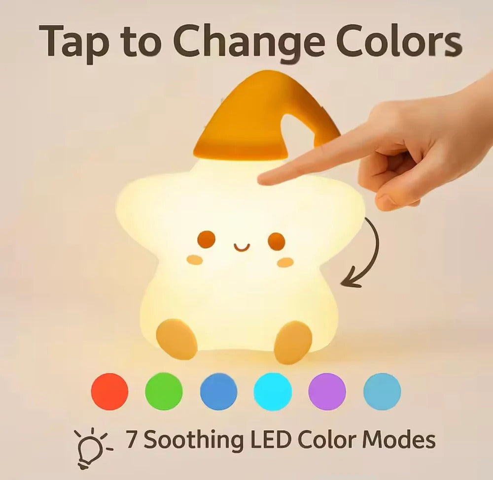 Rechargeable Silicone Star Lamp, Little Star Night Lamp, Mini Star Table Lamp, Cute LED Star Night Light
