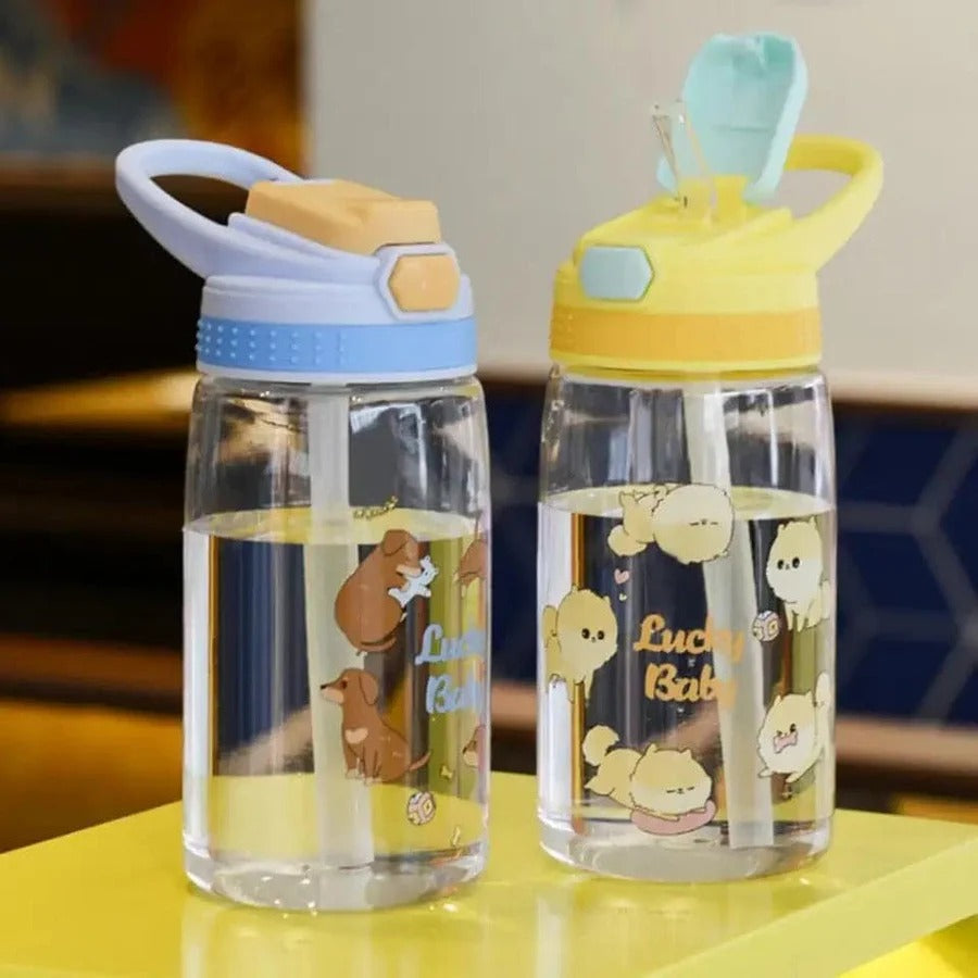 Lucky Baby Water Bottle Bouncing Cup, 480ML Leakproof Children's Straw Cup