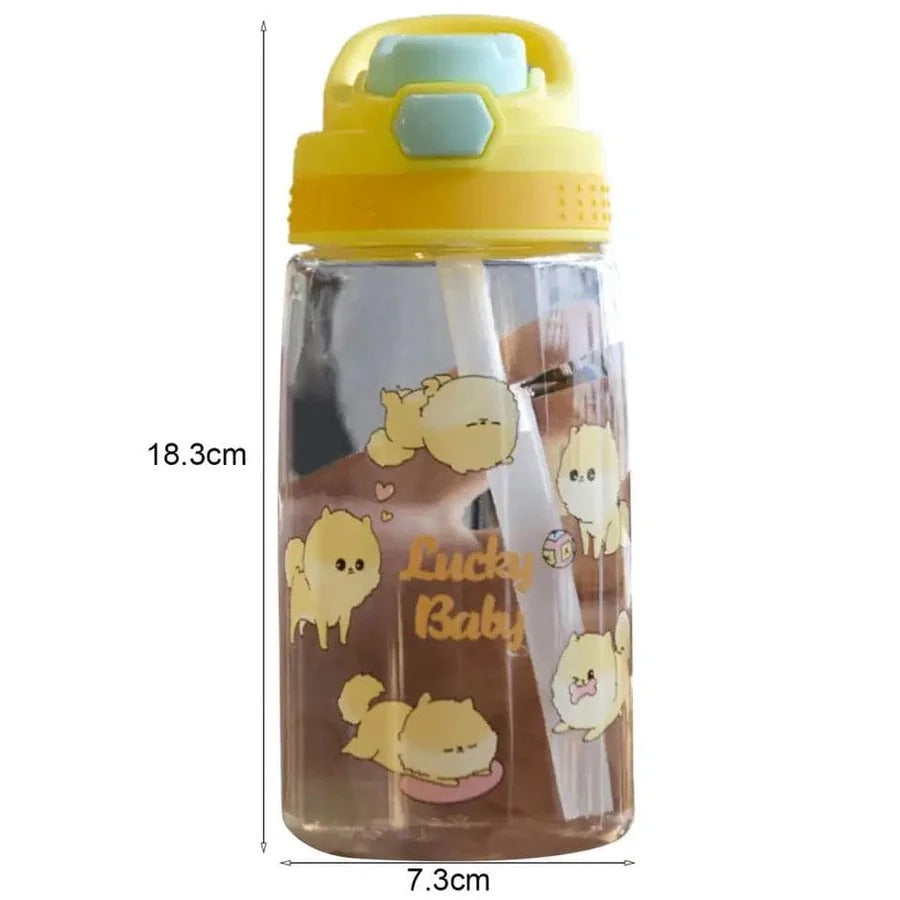 Lucky Baby Water Bottle Bouncing Cup, 480ML Leakproof Children's Straw Cup