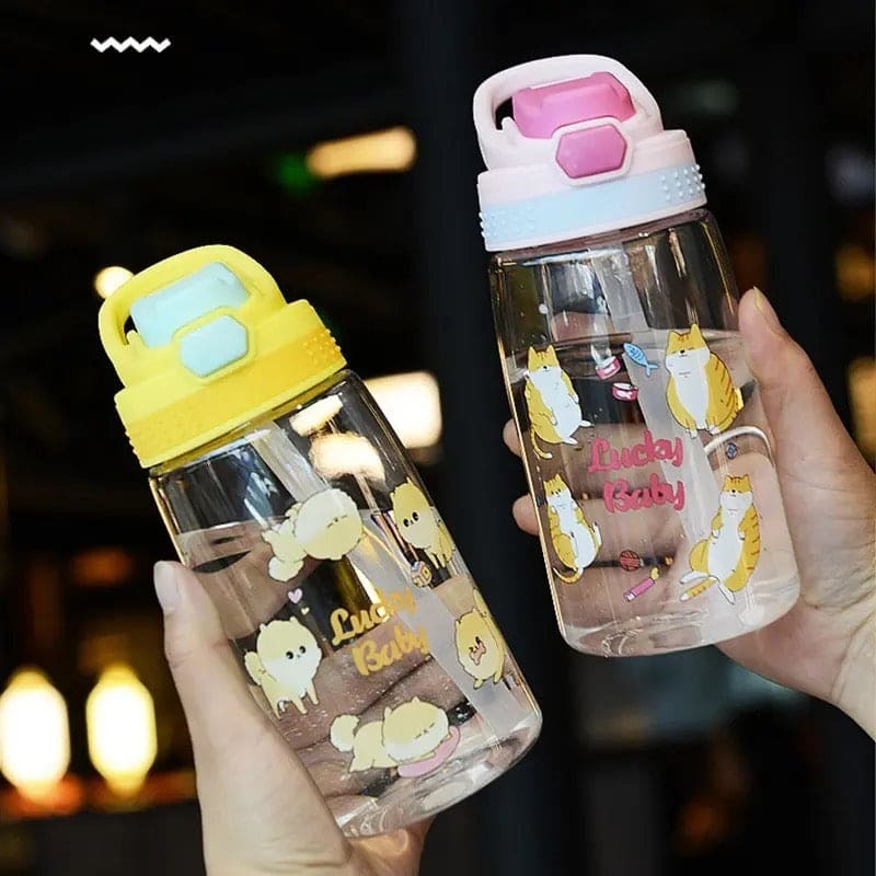 Lucky Baby Water Bottle Bouncing Cup, 480ML Leakproof Children's Straw Cup