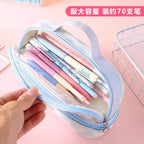 Three Little Cute Double-Layer Pencil Case – Pastel Purple
