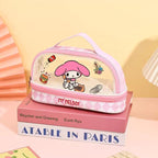 Three Little Cute Double-Layer Pencil Case – Pastel Purple