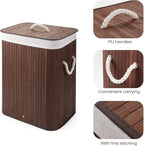 Premium Bamboo Laundry Basket with Lid – 72L Capacity