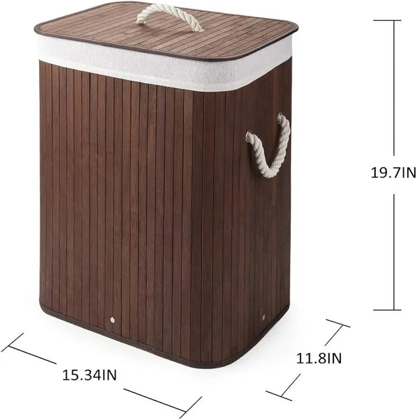 Premium Bamboo Laundry Basket with Lid – 72L Capacity