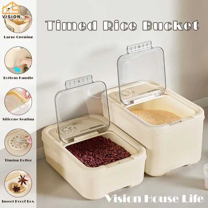 Timed Large-Capacity Rice & Grain Storage Container