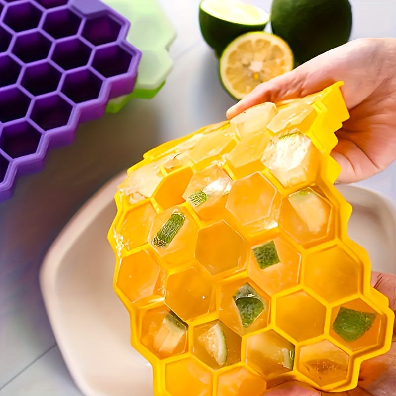 Easy Push Pop Out Square Silicon Ice Cubes Tray Honeycomb Shape