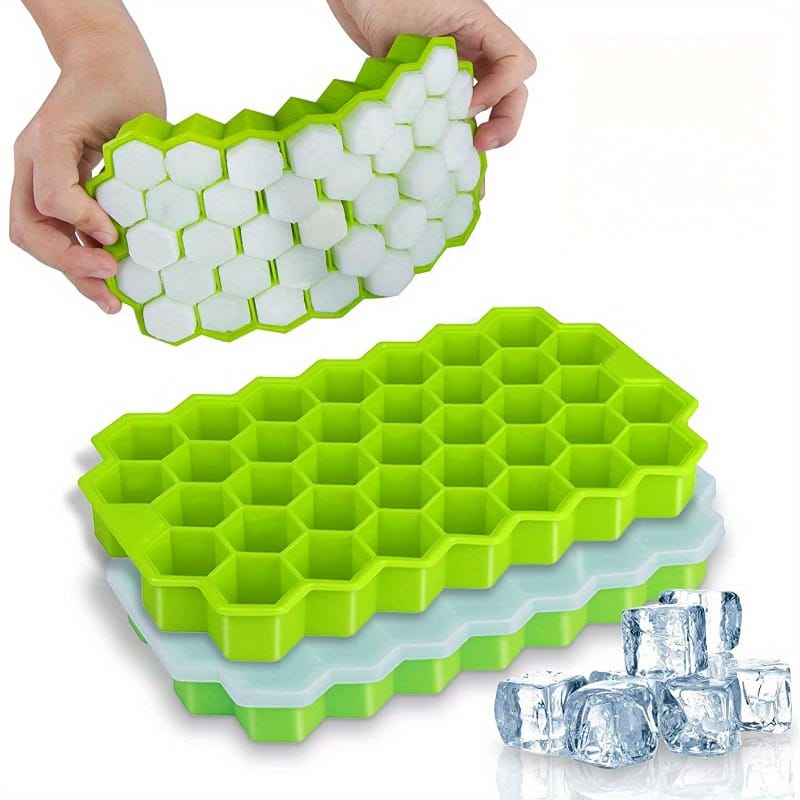 Easy Push Pop Out Square Silicon Ice Cubes Tray Honeycomb Shape