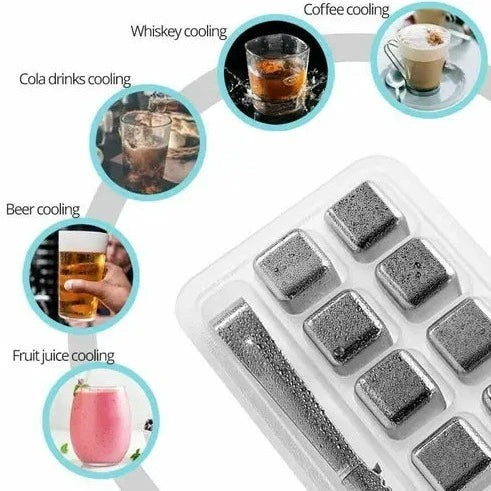 6 Grid Steel Ice Cubes With Clip