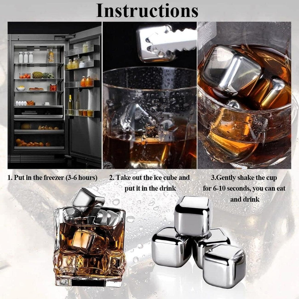 6 Grid Steel Ice Cubes With Clip
