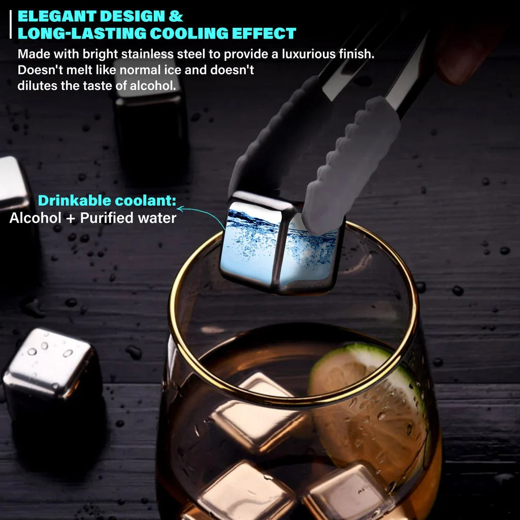 6 Grid Steel Ice Cubes With Clip