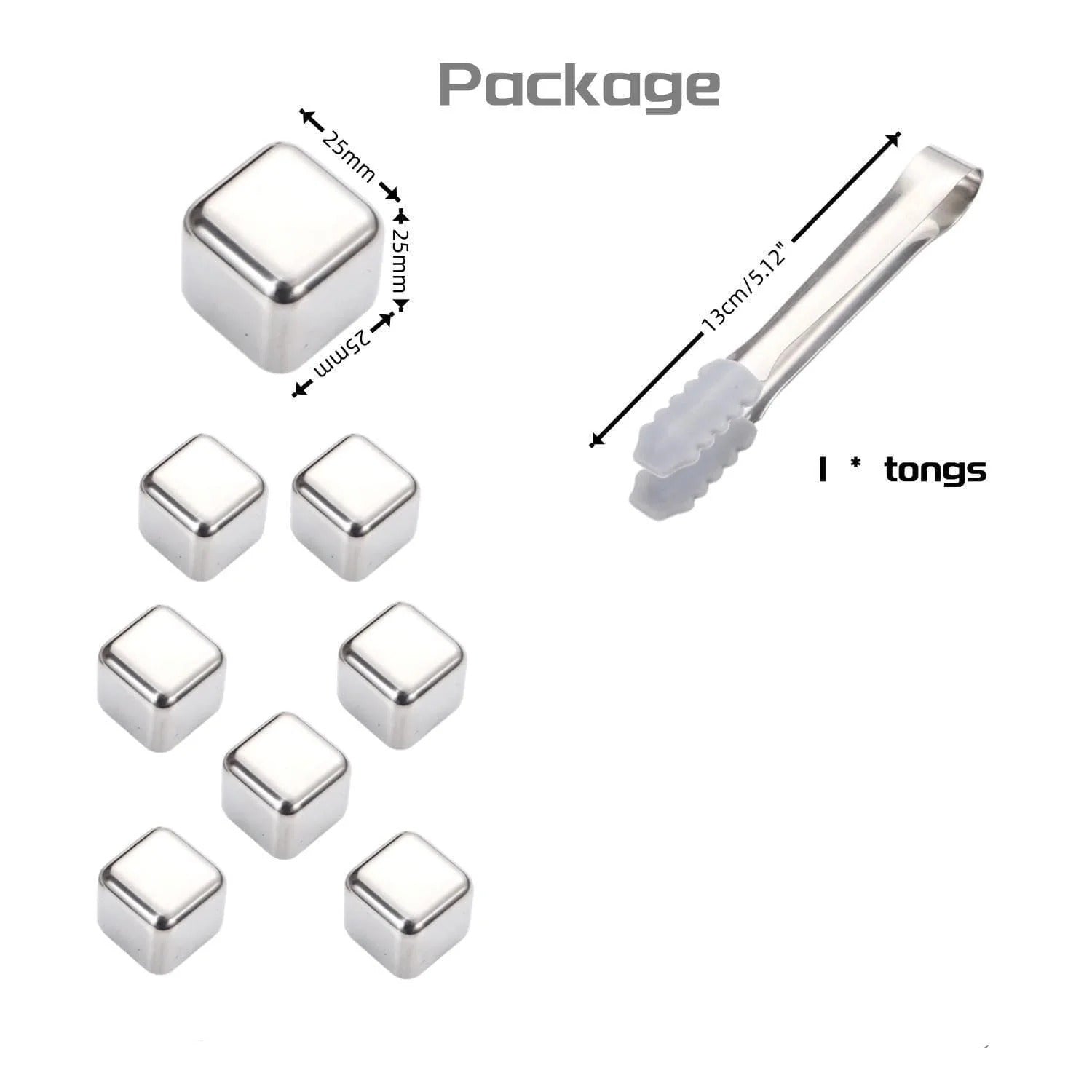 6 Grid Steel Ice Cubes With Clip