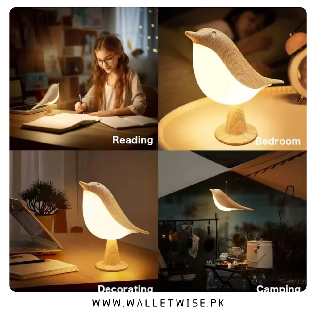 Cute Bird LED Table Lamp – Rechargeable Cordless Touch Night Light