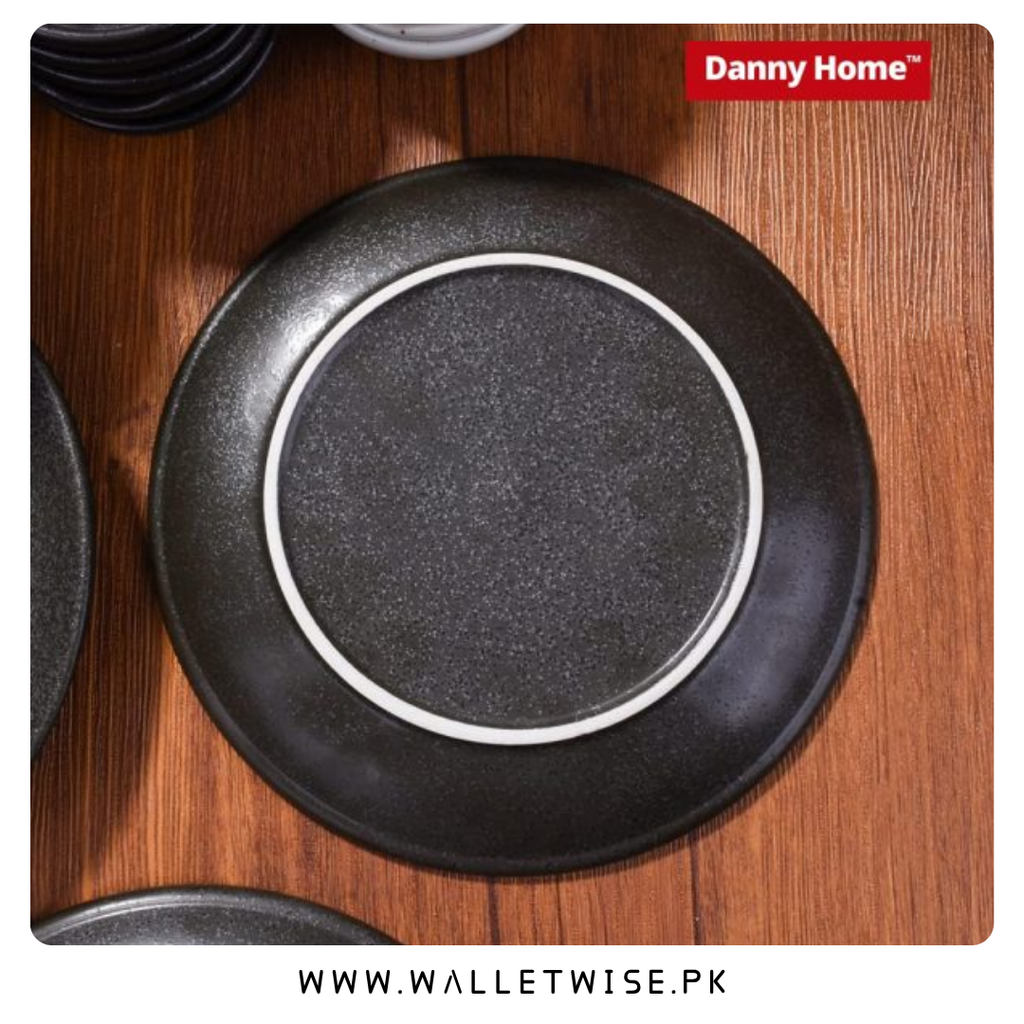 Danny Home 7.5-Inch Matte Black Porcelain Flat Plate | Premium Dinner & Dessert Plate