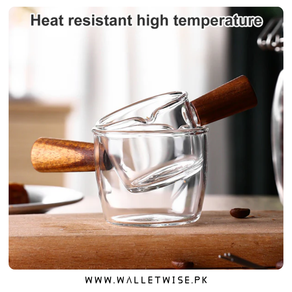 Danny Home High Borosilicate Glass Espresso Cup with Wooden Handle