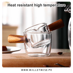 Danny Home High Borosilicate Glass Espresso Cup with Wooden Handle