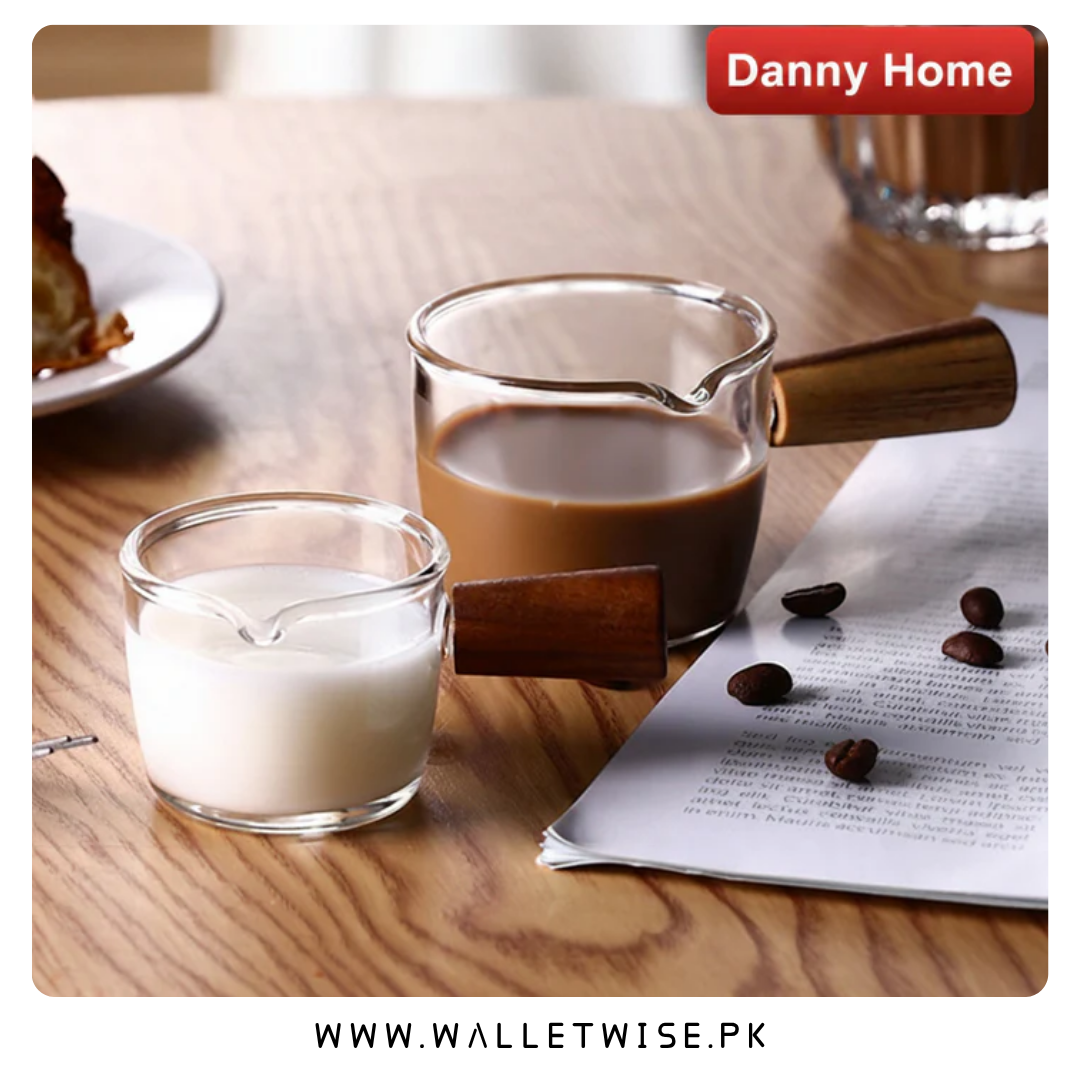 Danny Home High Borosilicate Glass Espresso Cup with Wooden Handle