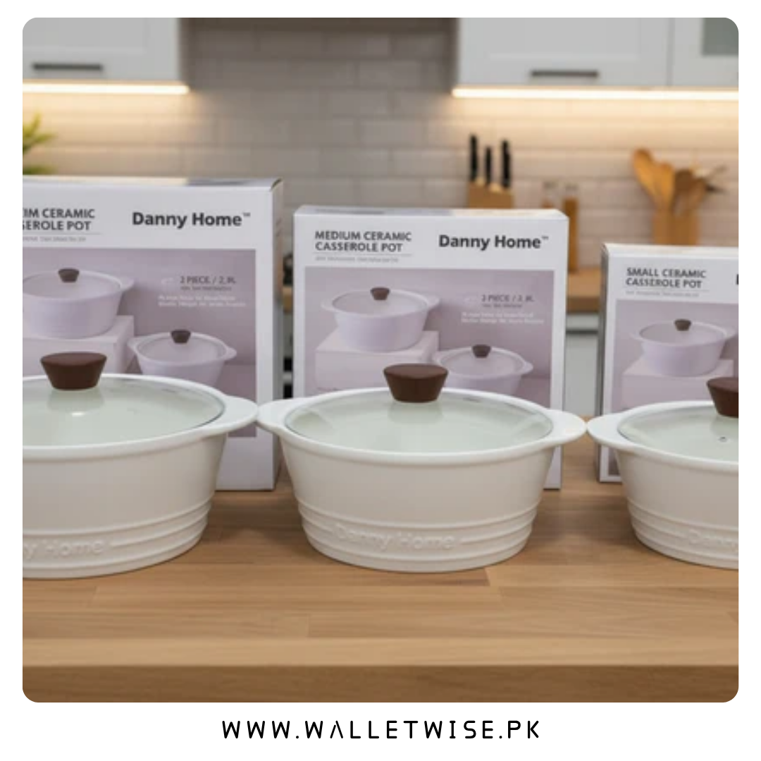 Danny Home Luxury Porcelain Soup Pot & Casserole with Glass Lid