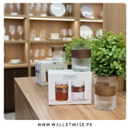 Danny Home Pro Textured Glass Cup Set with Wooden Sleeve – 310ML (Set of 2)